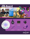 b.Board Core Kit — includes b.Board, micro:bit, charger, battery, USB cord, and screwdriver for STEAM learning.